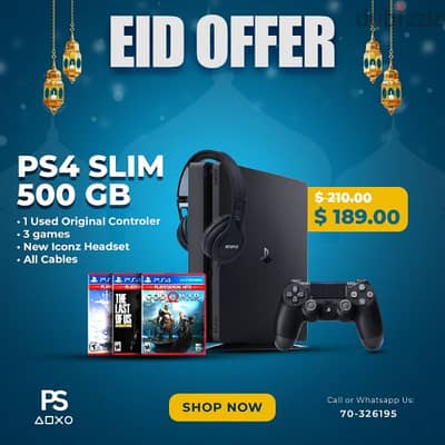 Eid Offer PS4 Slim/ 1 year warranty