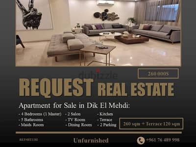 Apartment 300 sqm for Sale in Dik El Mehdi شقة للبيع في ديك المحدي