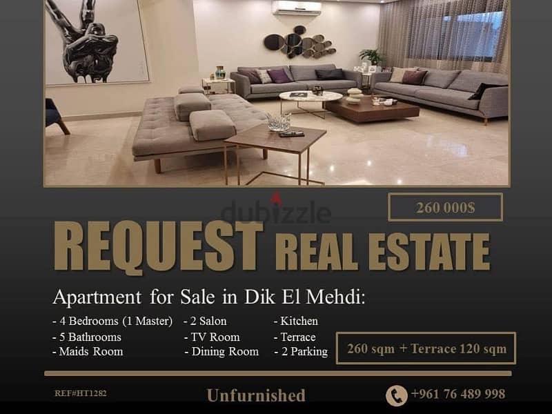 Apartment 300 sqm for Sale in Dik El Mehdi شقة للبيع في ديك المحدي 0