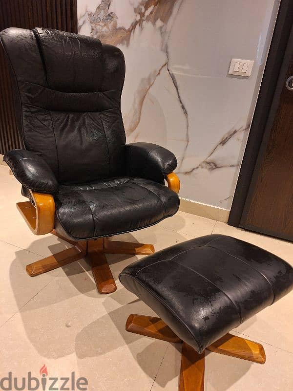 recliner swivel chair genuine leather Italy original 1