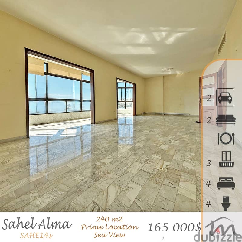 Sahel Alma | 688$/m² | 4 Bedrooms 240m² Apt | Seconds to the Highway 0