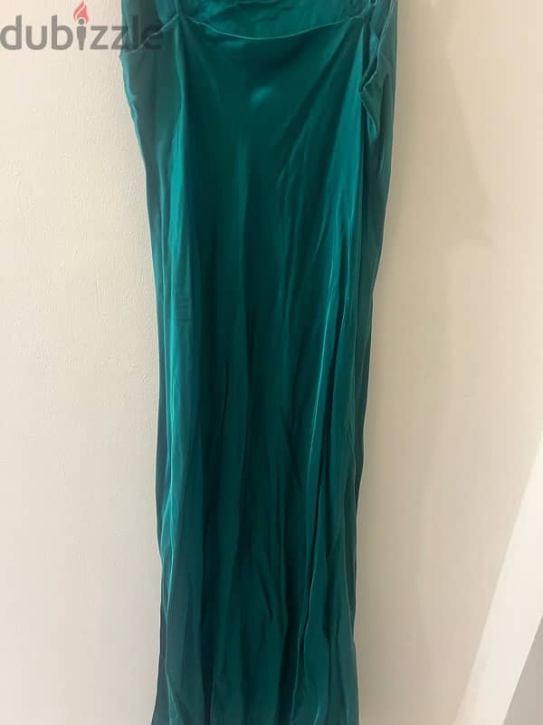 Green Satin Long Dress 1