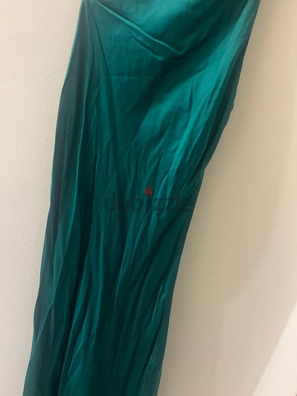 Green Satin Long Dress 2