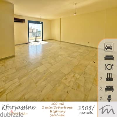 Kfaryassine | Panoramic Sea View | 2 Minutes to Highway | 2 Bedrooms