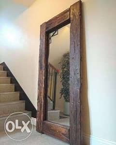 rustic handmade Wall mirror 180x80cm مراية حيط خشب معالج قديم 0