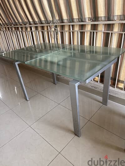 glass kitchen foldable  and unfoldable  table woth 6 fdable chairs