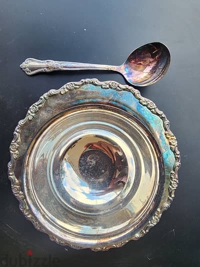 Vintage Silver Plated Service dish with spoon