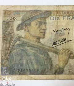 عملة فرنسا قديم ١٠ فرنك الفلاح والفلاحة سنة ١٩٤٤