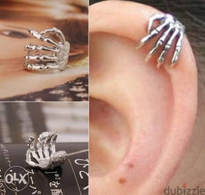 Silver skeleton ear cuff