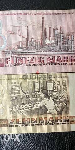عملة ١٠ و ٥٠ مارك الماني لالمانيا الشرقية سنة ١٩٧١ 0