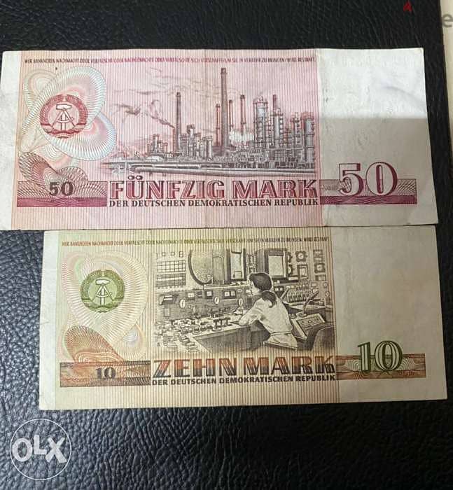 عملة ١٠ و ٥٠ مارك الماني لالمانيا الشرقية سنة ١٩٧١ 2