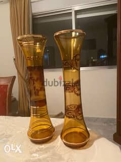 2 EGERMANN Czech Republic Crystal Brown Vases