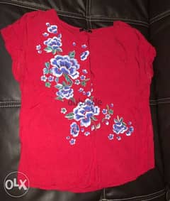 women clothing, blouse, tshirt, top, red color
