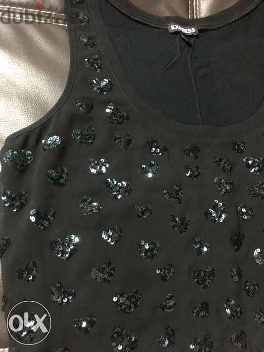 women clothing, top, black color with small hearts 2