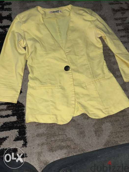 jacket, blazer for women, classic, yellow color 5
