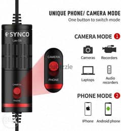 SYNNCO Lav-S6 Clip-on Lavalier Microphone for camera and phone 0