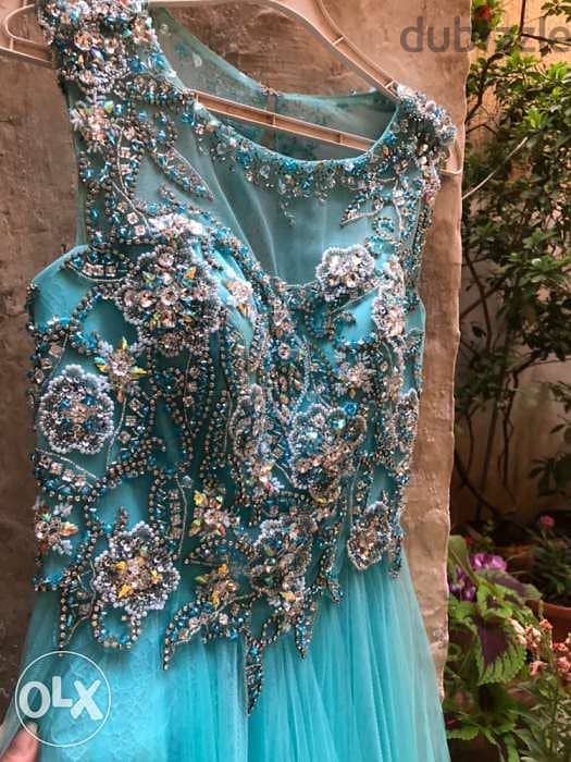 women clothing,long dress for ladies, turquoise color, high quality+++ 7