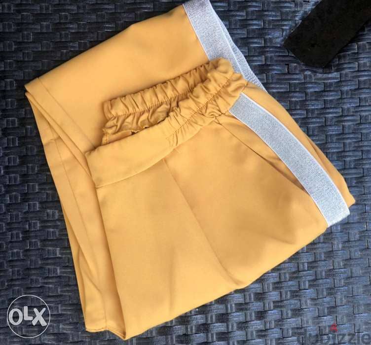 Pant, pantalon yellow/gold color+silver style on side,high quality 1