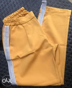 Pant, pantalon yellow/gold color+silver style on side,high quality