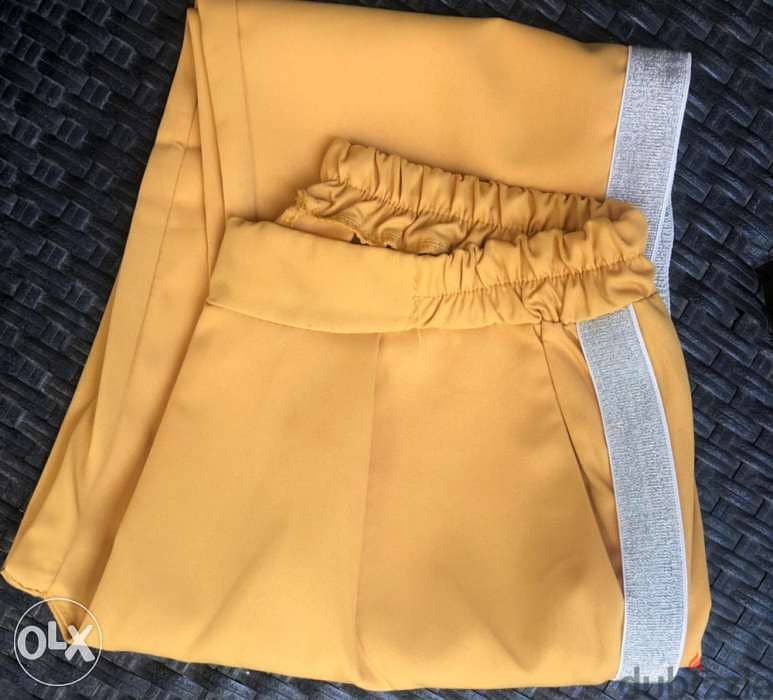 Pant, pantalon yellow/gold color+silver style on side,high quality 2