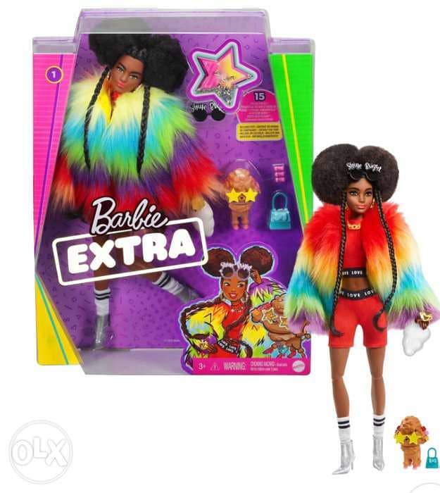 Barbie Extra Doll in Rainbow Coat with Pet Poodle and Accessories 0