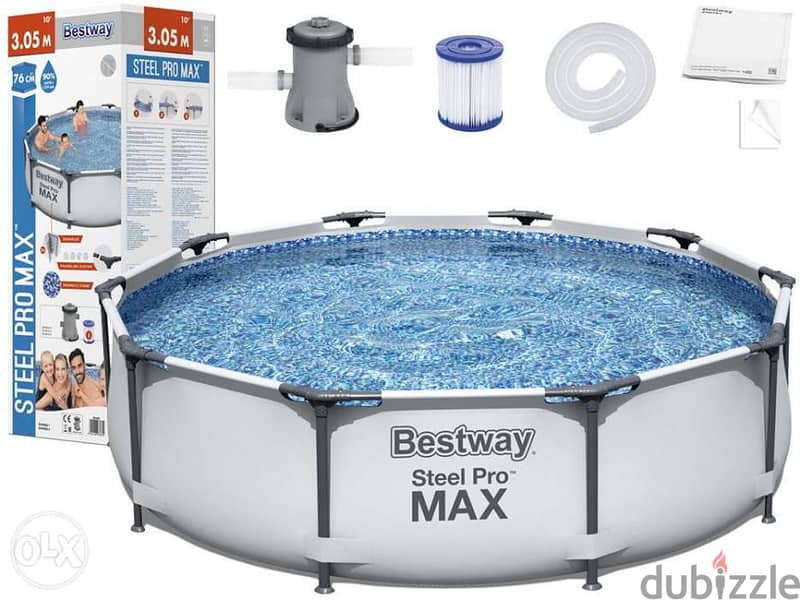 bestway 3.05 x 76 cm pool + filter pump + intex مسبح بركة 1