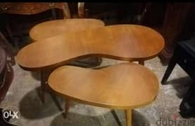 طاولة صالون وسط مع ٢ صغار خشب سنديان مميز جدا سعر لقطة