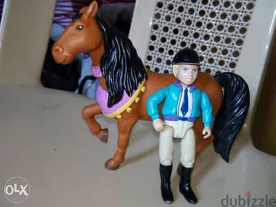 Small HORSE figurine +Small RIDER BOY great toy move his body, both=10