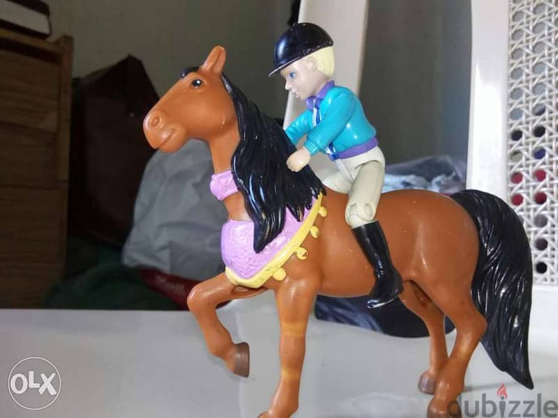 Small HORSE figurine +Small RIDER BOY great toy move his body, both=10 2