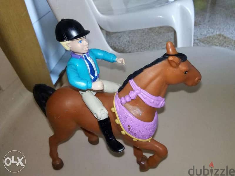 Small HORSE figurine +Small RIDER BOY great toy move his body, both=10 1