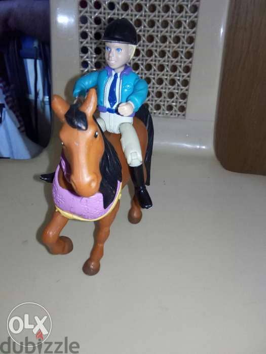 Small HORSE figurine +Small RIDER BOY great toy move his body, both=10 4