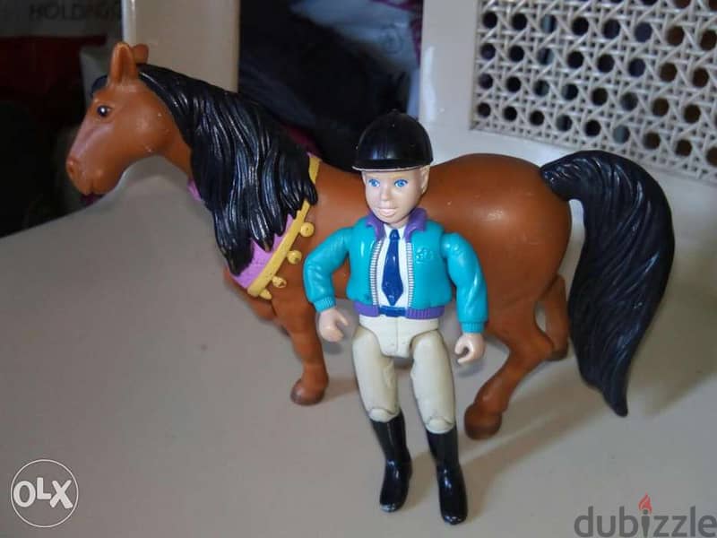 Small HORSE figurine +Small RIDER BOY great toy move his body, both=10 3