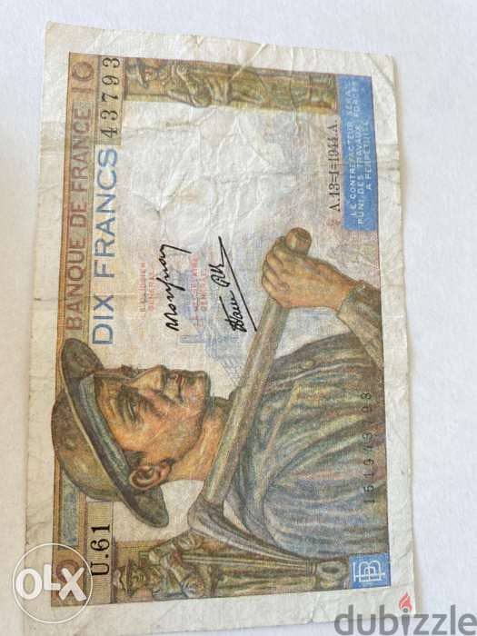 عملة ١٠ فرنك فرنسي الحرب العالمية الثانية سنة ١٩٤٤ 1