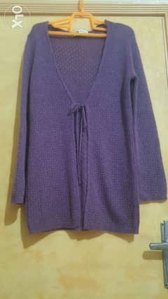 ILLUSION long knit cardigan jacket top medium 38 40جاكيت صوف مخرم 0