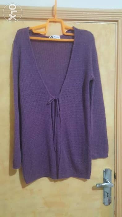 ILLUSION long knit cardigan jacket top medium 38 40جاكيت صوف مخرم 1