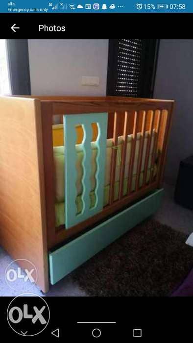 Baby bed +mattress + set for baby bed from 4 pice. 4