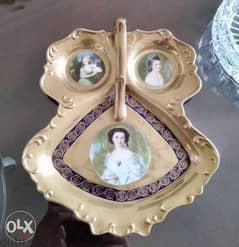 Antique Vienna porcelain tray with hand painted miniatures 0