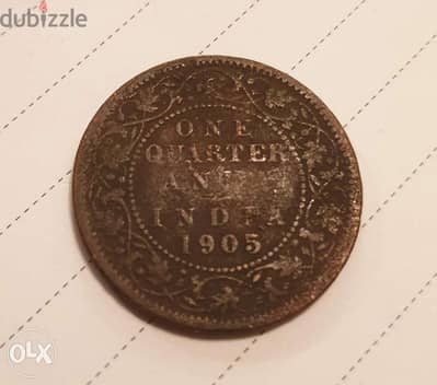 1905 k. Edward VII British India quarter Anna copper coin