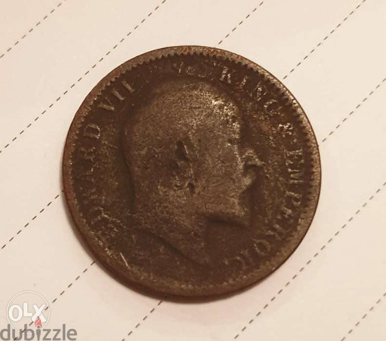 1905 k. Edward VII British India quarter Anna copper coin 1