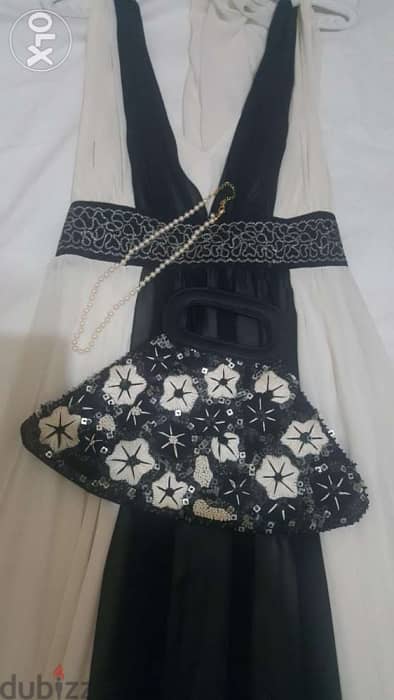 Sateen istanbul chiffon dress size 40 & CLAIRE LANGFORD clutch فستان 4