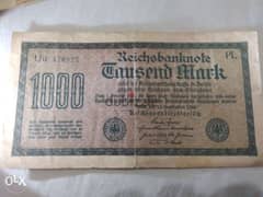 عملة ورقية الرايخ الماني عام German Reich Deutchland Mark Banknote1922 0