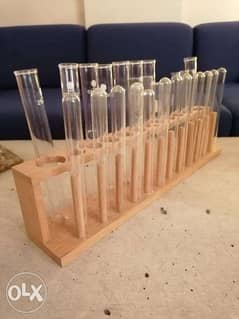 Original Test tubes with wooden rack (tube a essaie)
