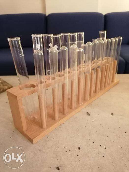 Original Test tubes with wooden rack (tube a essaie) 0