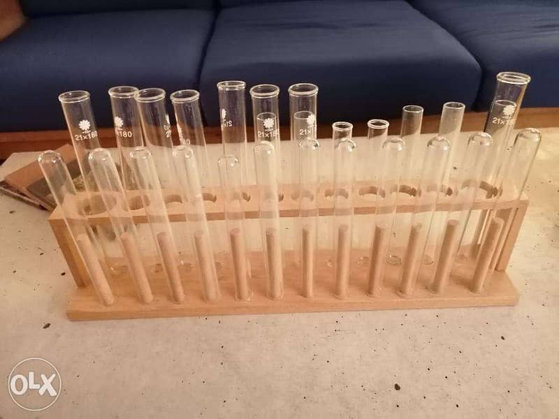 Original Test tubes with wooden rack (tube a essaie) 3