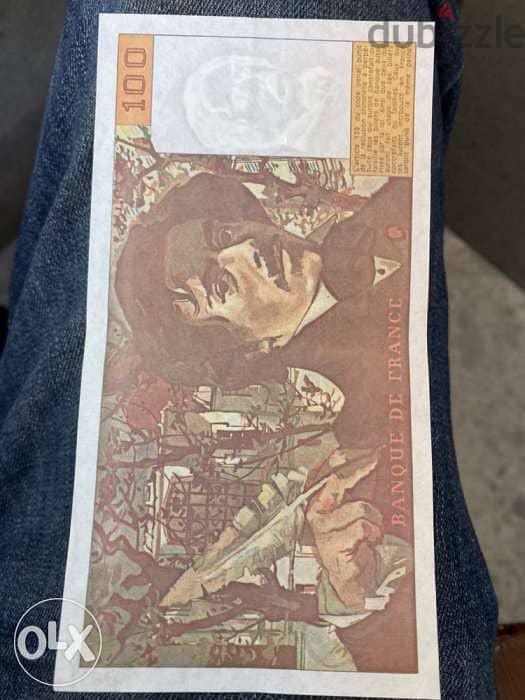 عملة ١٠٠ فرنك انسر فرنسي سنة ١٩٩٠ ومرسوم عليها لوحة الحرية 2