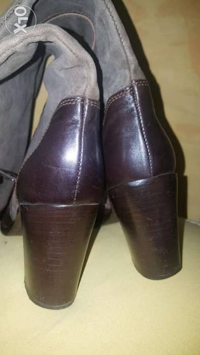 RALPH HARRISON genuine leather & suede block heels boots shoes 38بوتين 2