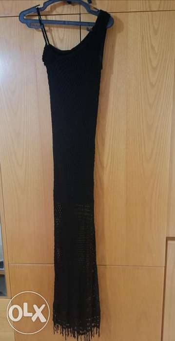 Long black dress (crochet) - medium size 3