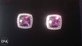 Diamond and ametyst earrings certified 0