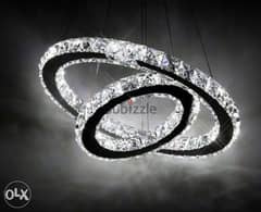 2 Ring Crystal LED 50x30cm Ceiling Lamp Chandelier