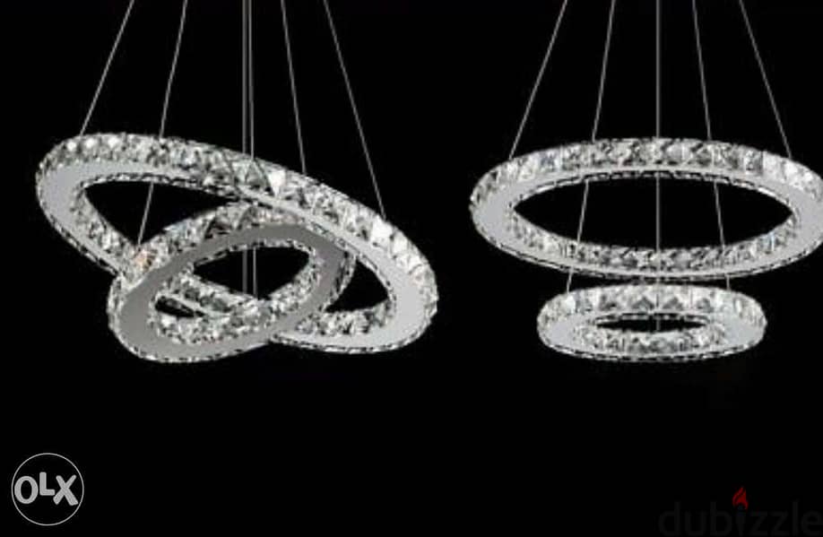 2 Ring Crystal LED 50x30cm Ceiling Lamp Chandelier 1